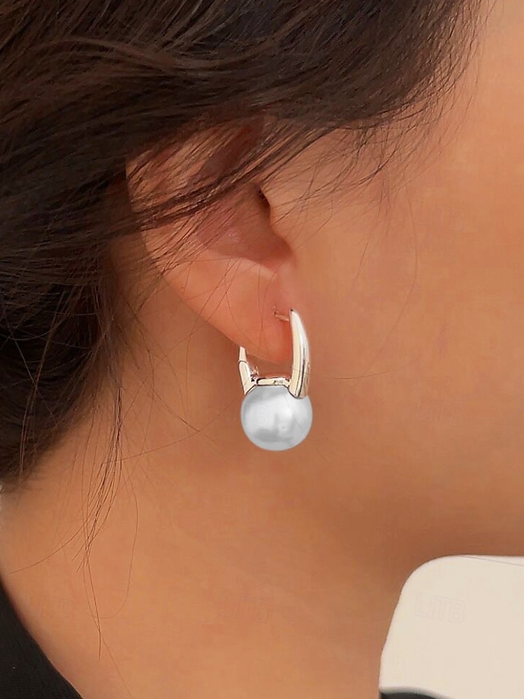 klassiske bøyleøreringer for kvinner med perledråpe - elegante minimalistiske smykker for hverdagsbruk eller formell bruk 2025 - $9.99 –P1