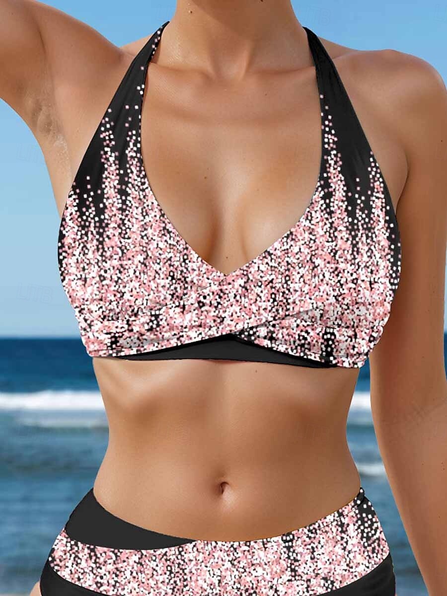 Dámské plavky Bikiny 2 dílné Číské plavky Bez zadní části Dovolená Plážové oblečení Ombre Halter krk Bez rukávů 2025 - $29.99 –P3