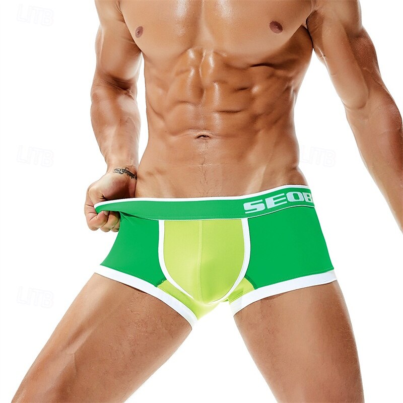 Herren 1 pc Unterwäsche Boxer Boxer-Shorts Patchwork Nylon Atmungsaktiv Weich Komfortabel Farbblock Buchstabe Mittlere Hüfthöhe Schwarz Rote 2025 - $10.49 –P12