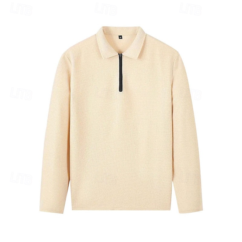 Miesten Vohveli poolopaidat Quarter Zip Polo Päivittäin Pyhäpäivä Neljänneksen postinumero Pitkähihainen Muoti Moderni Tavallinen 2-osainen 봄 & Syksy Normaali Musta Valkoinen Sininen Khaki Vaalean 2025 - $34.99 –P8