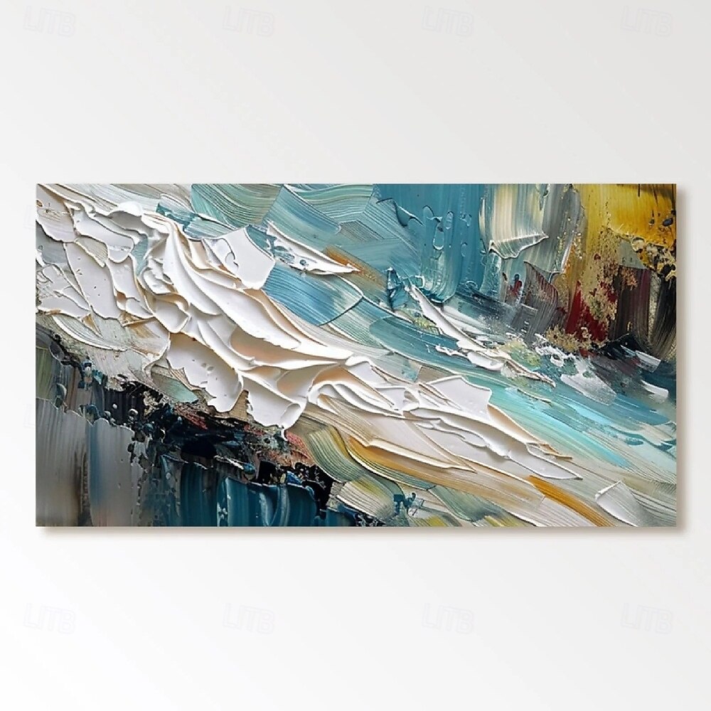 handgemachtes 3D-Ozean-Ölgemälde, handgemachte Wandkunst, blaues riesiges Wellen-Ölgemälde auf Leinwand, handgemaltes Meereswellen-strukturiertes 3D-abstraktes Gemälde, Strandlandschaft, Himmel, 2025 - $66.99 –P5
