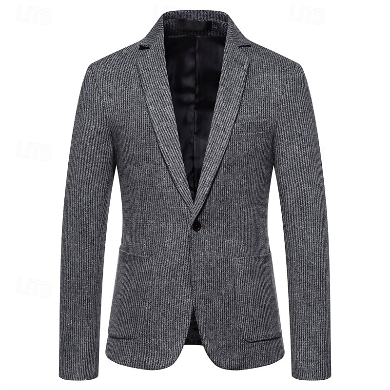 Pánské Blejzr Obchod Koktejlový večírek Svatebnívečírek Módní Na běžné nošení Jaro & podzim Polyester Pevná barva Kapsy Knoflíky Pohodlné Jednořadé Blejzr Tmavě šedá Khaki Světle šedá 2025 - $58.99 –P14