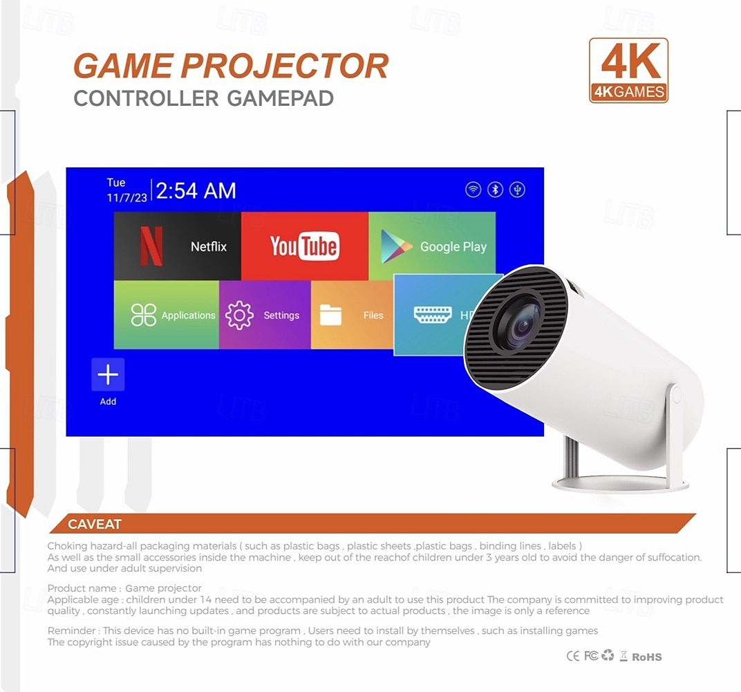 Wireless controller Bluetooth projector Android 13 electric focus full HD 720P support 1080P resolution 4K video WIFI 6 2.4/5G dual band WIFI Bluetooth 5.4 support screen scaling support 4-point tra 2025 - $93.99 –P5