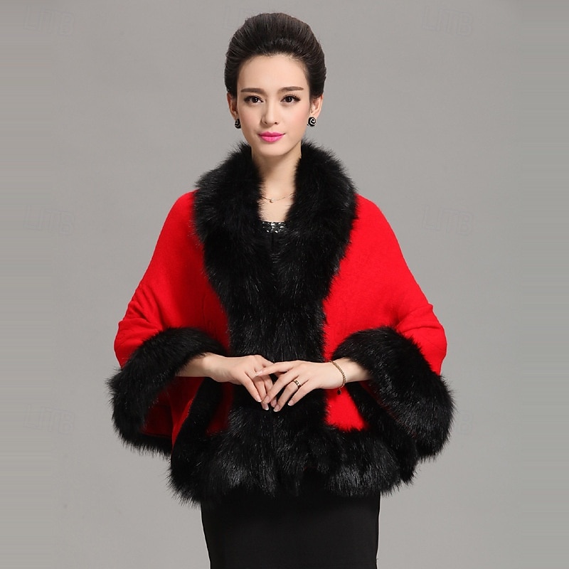 vrouwen luxe bruids imitatiebont sjaal wikkelmantel jas trui cape 2025 - $66.99 –P5