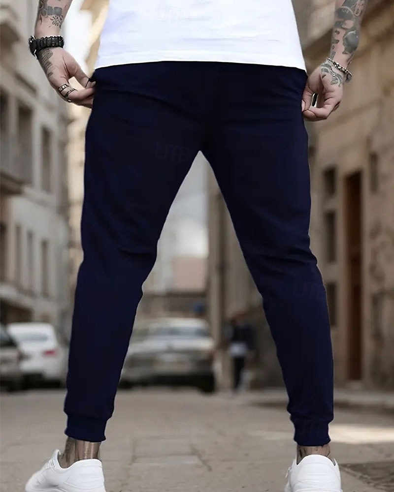 Pánské Atletické kalhoty Tepláky Běžec Kalhoty Kapsy Šňůrky Elastický pas Bez vzoru Pohodlné Outdoorové sporty Denní Módní Na běžné nošení Černá Námořnická modř Lehce elastické 2025 - $12.99 –P4