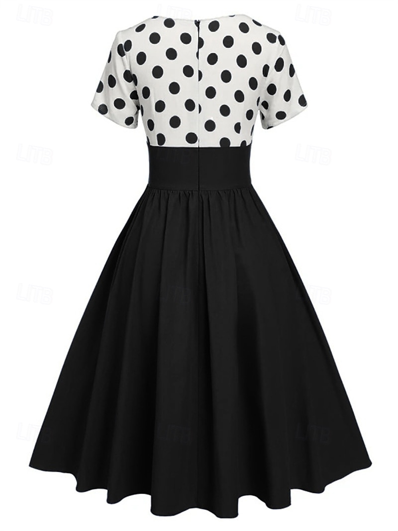 Retrò Vintage Anni 1950 Abito vintage Vestito Mascherata Pois Linea ad A Per donna Carnevale Capodanno Mascherata Casual Quotidiano Addio al Nubilato Adulti Vestito del 2025 a $24.99 –P12