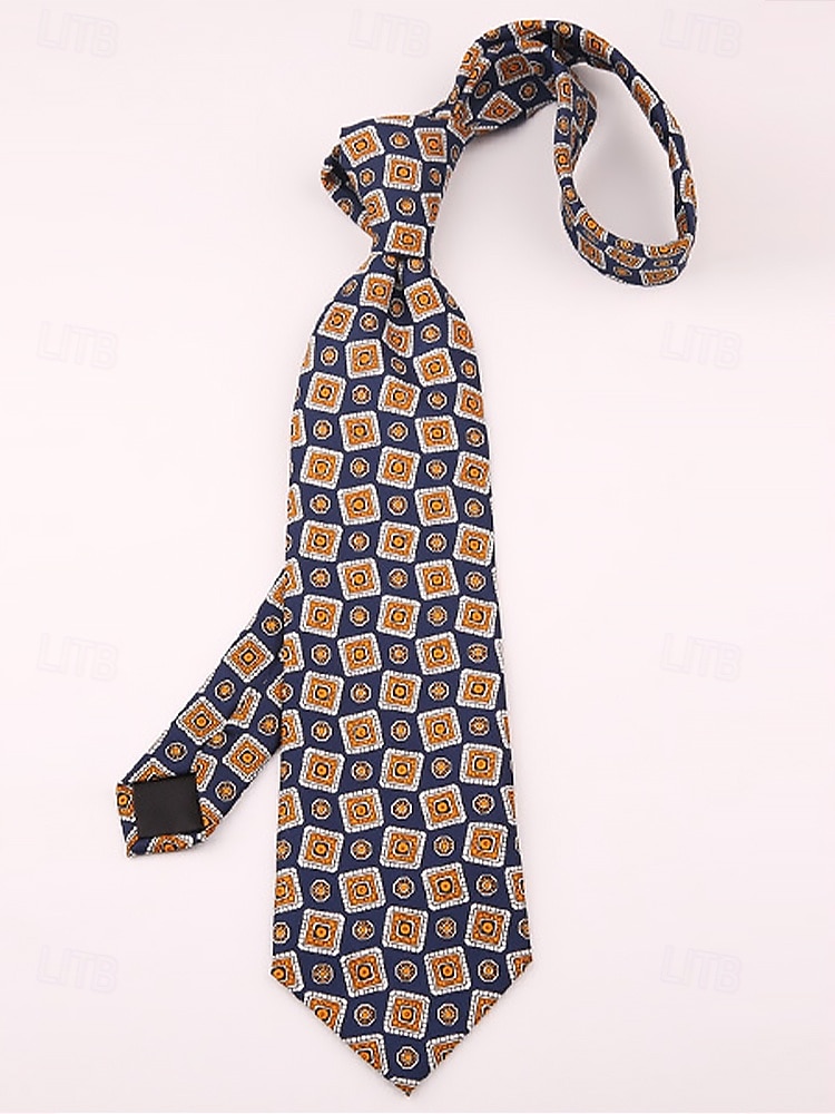 gravatas masculinas de seda sintética com padrão retrô - gravatas vintage com estampa floral e geométrica para uso formal e empresarial de 2025 por $11.99 –P7