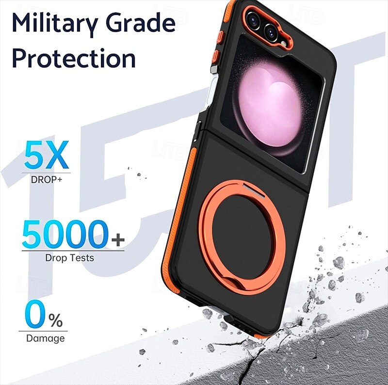 Phone Case For Samsung Galaxy Z Flip 6 Z Flip 5 Back Cover with Stand Holder Shockproof Retro PC Silicone 2025 - $25.99 –P4