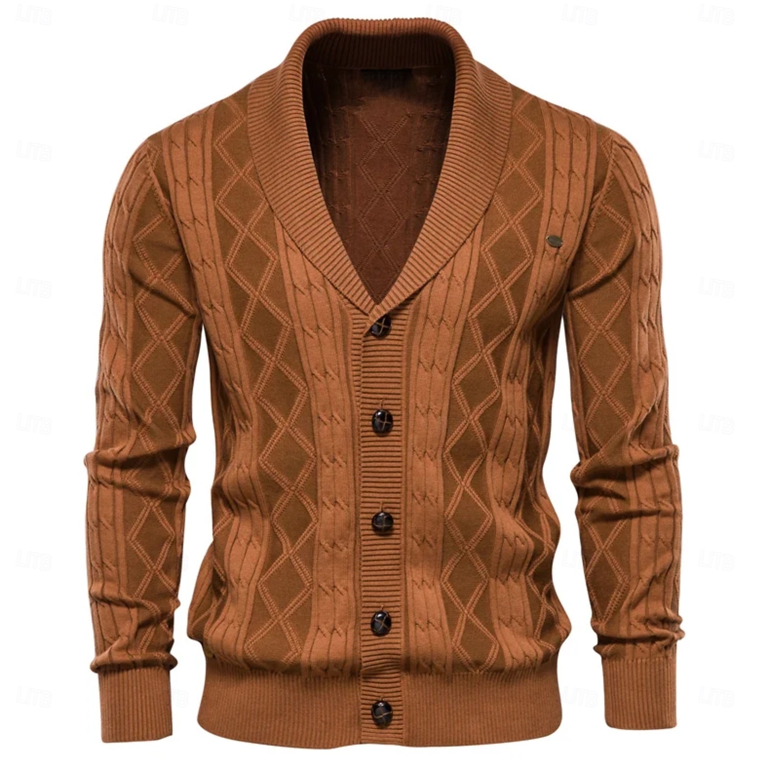 Per uomo Cardigan Maglia Patchwork Cerniera Tinta unica Colletto arrotolato Maglieria Elegante Scuola Allenamento Abbigliamento Autunno Inverno Rosso marrone Nero S M L del 2025 a $40.99 –P6