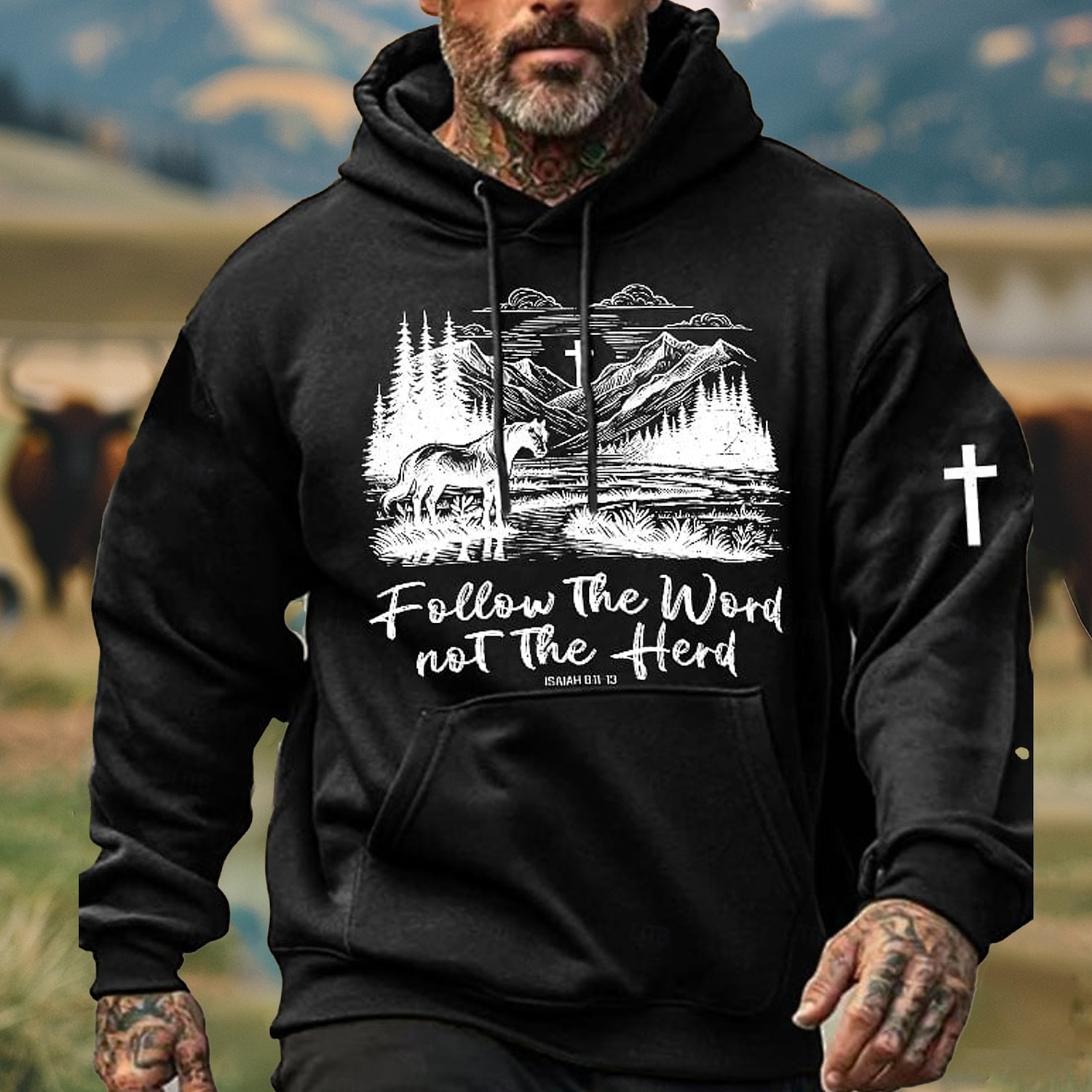 Per uomo Cowboy Felpe con cappuccio Felpa Etnico Cowboy Manica Lunga Girocollo Ferie Abbigliamento casual alla moda Nero Bianco Coulisse Autunno Inverno progettista del 2025 a $29.99 –P7