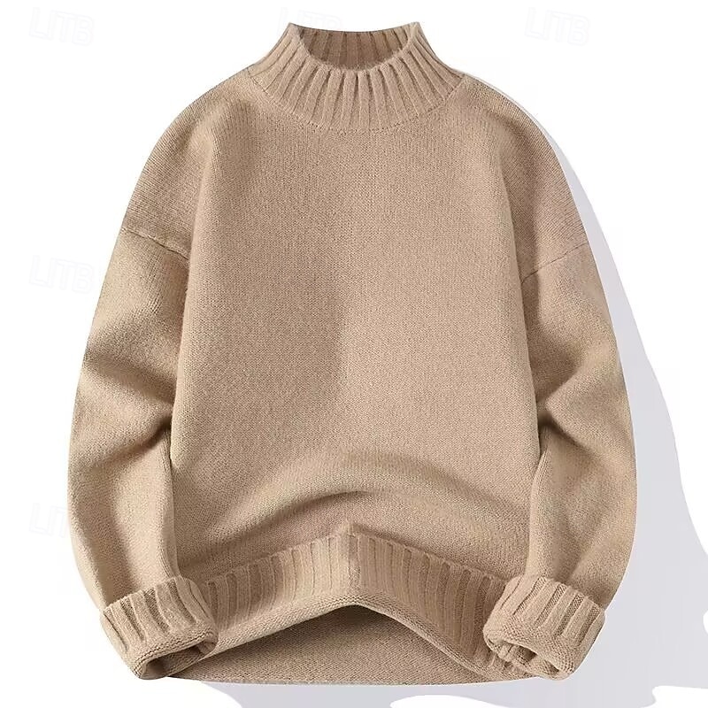 Herren Pullover Rollkragenpullover für Herren Overall Gerippt Stricken Standard Strick Glatt Rollkragen Moderne zeitgenössische Arbeit Freizeitskleidung Bekleidung Winter Schwarz Weiß M L XL 2025 - $25.99 –P6