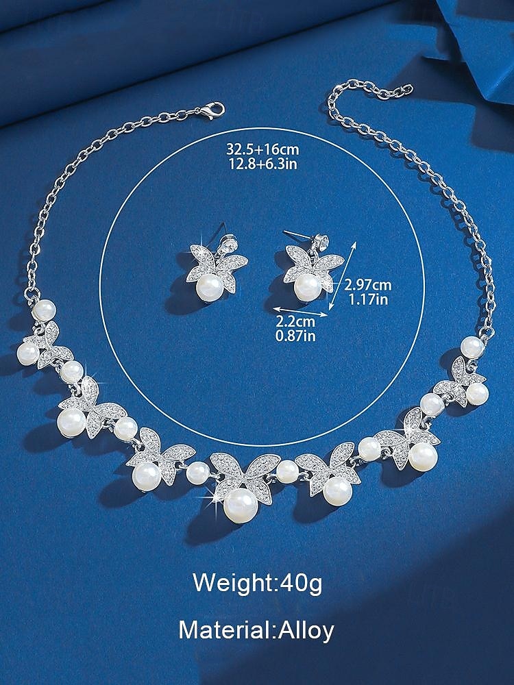 Elegant Pearl Butterfly Necklace and Earrings Set | Rhinestone-Embellished Bridal Jewelry for Weddings, Parties, and Formal Events 2025 - $14.99 –P5