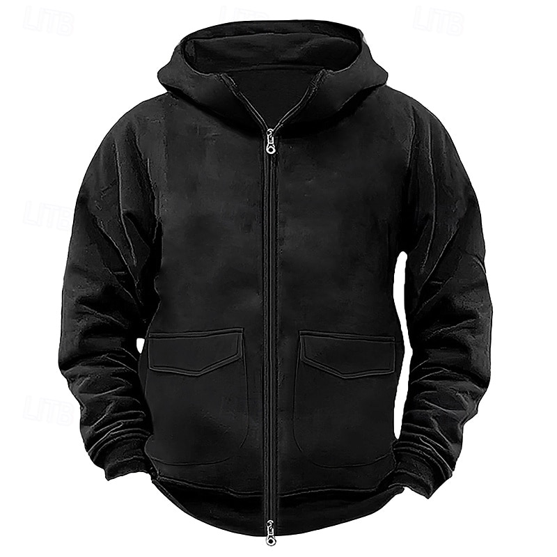 Per uomo Felpa con cappuccio Felpa con cappuccio a zip intera Felpa con cappuccio tattica Nero Blu marino Cachi Grigio Con cappuccio Liscio Compatto Sportivo Giornaliero Streetwear Fantastico del 2025 a $41.99 –P5
