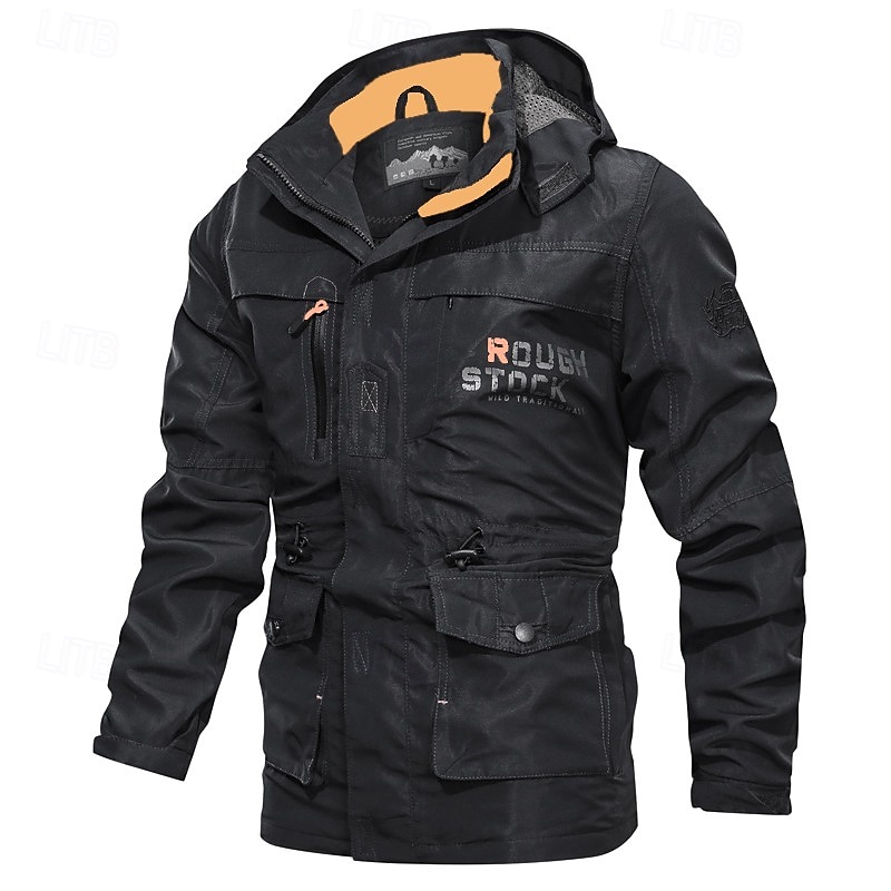 vanntett turjakke for menn militær taktisk jakke uformell lett hette cargo sportsfrakk vindjakke utendørs varm vindtett trenchcoat jakke topp camping jakt fiske army green 2025 - $51.99 –P5