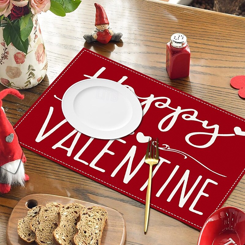Valentine's Day Placemats Set of 4 Romantic and Decorative Table Mats Featuring Heart or Rose Patterns Durable and Heat-Resistant Perfect for Adding a Touch of Love to Your Dining Table Decor 2025 - $14.49 –P5