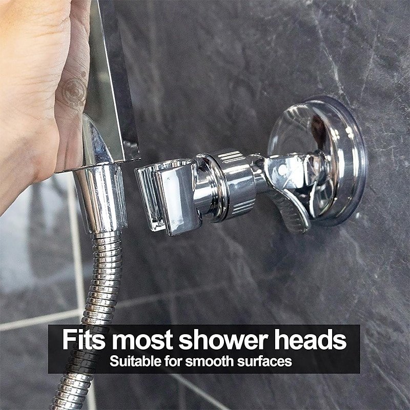 Shower Head Holder Suction Cup Shower Head Holder Adjustable Height Wall Mount Shower Wand Holder Bracket ABS Removable Handheld Shower Head Holder Silver 2025 - $7.99 –P5