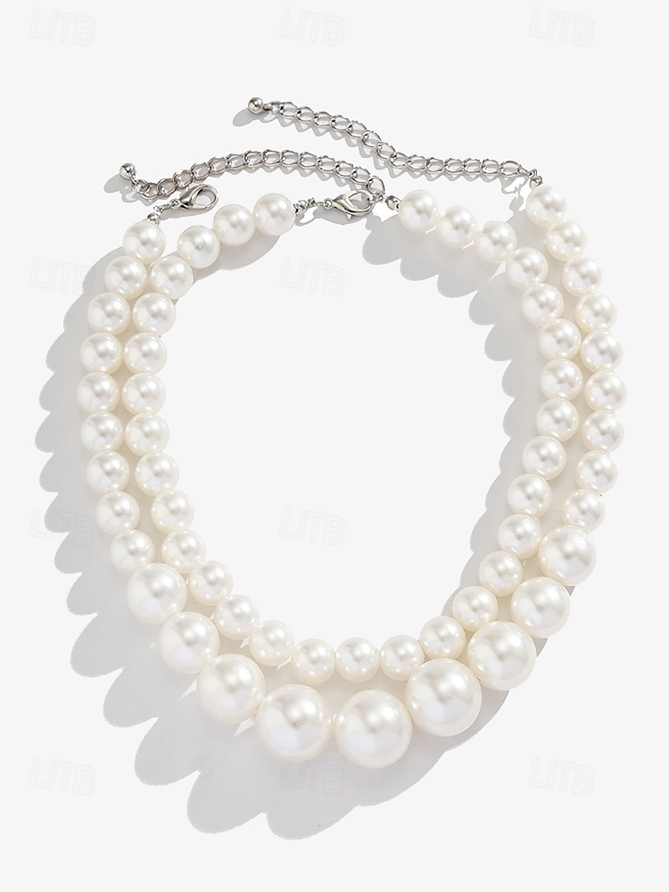 Elegante collar de perlas de imitación de varias capas | Joyería clásica y llamativa para mujeres | Perfecto para bodas, fiestas y eventos formales 2025 - $11.99 –P5