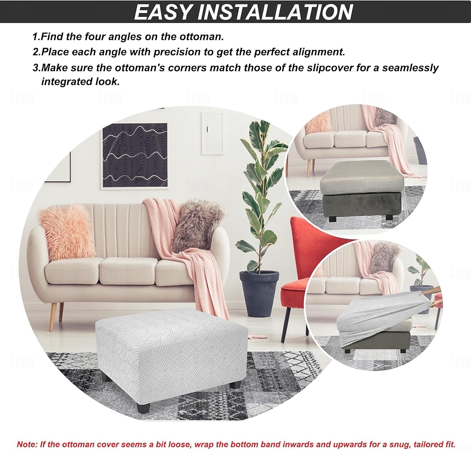 Copri pouf quadrato, copri pouf spesso ed elastico di grandi dimensioni per pouf quadrati di grandi dimensioni, copri mobili extra large e copri poggiapiedi per l'arredamento del soggiorno del 2025 a $12.49 –P3