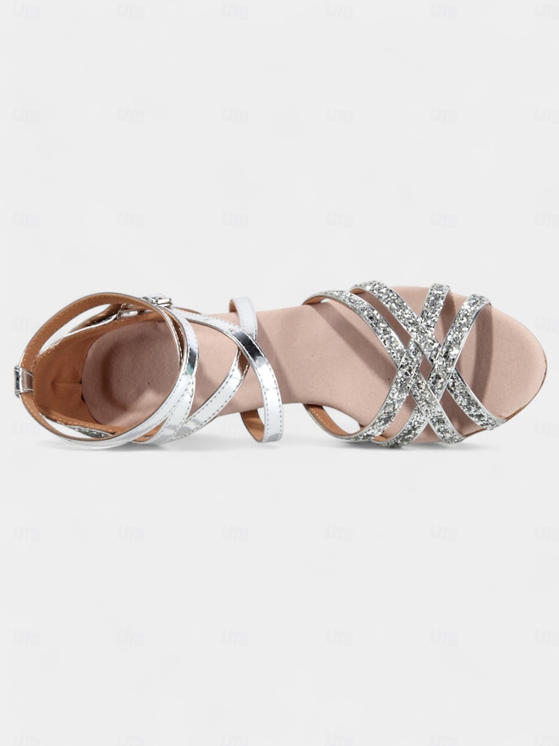 scarpe da ballo da donna con glitter argento - tacchi da ballo latino con cinturino, doppia chiusura con fibbia e morbida suola in pelle scamosciata del 2025 a $46.99 –P5