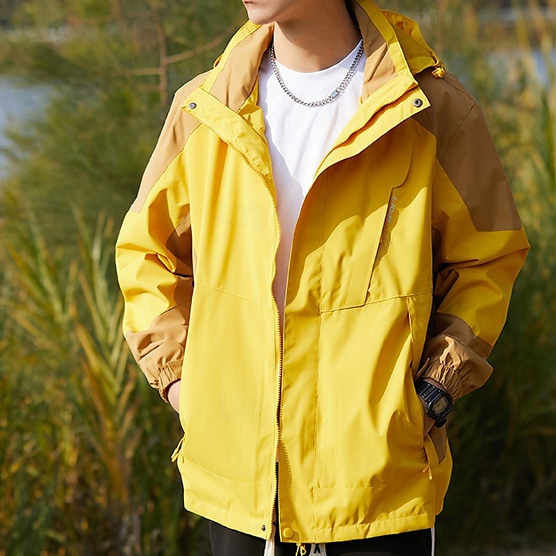 Herren Soft Shell Jacke Wanderjacke Draussen Windundurchlässig Wasserdicht Leichte Jacke Windbreaker-Jacke Reisen Dunkelgrau Schwarz Elfenbein Gelb Rot 2025 - $39.99 –P2