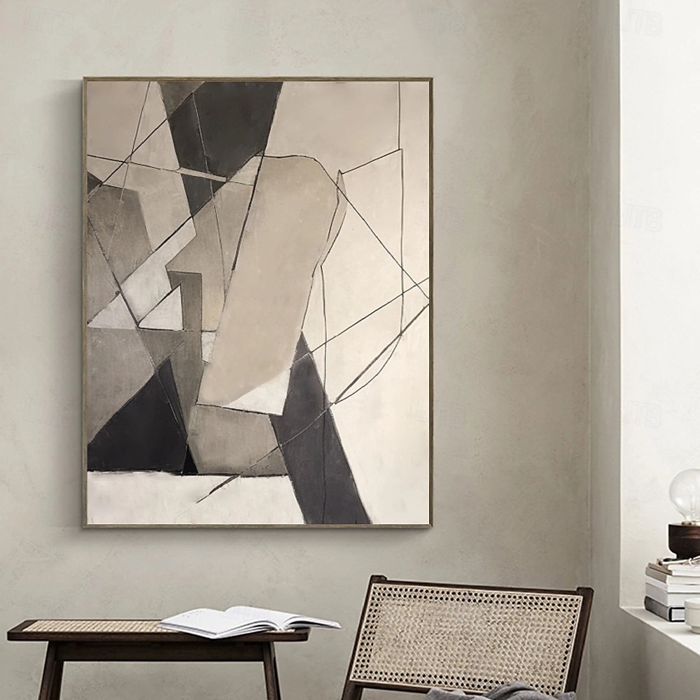 stor abstrakt canvaskonst handgjord grå minimalistisk abstrakt målning handmålad nordisk abstrakt målning för vardagsrum abstrakt målning boho abstrakt väggkonst på duk stor canvasmålning 2025 - $125.99 –P2