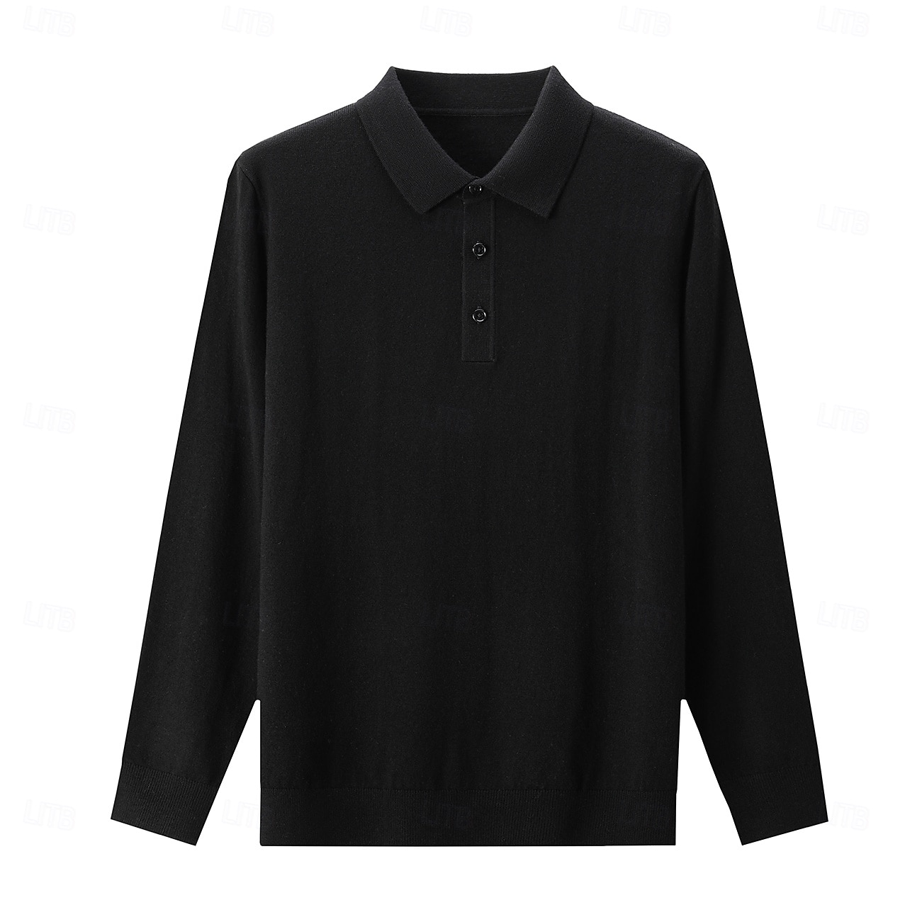 Herr Polo tröja Sticka Knappen uppåt Ensfärgat Polokrage Stickat Elegant Skola Formell Kläder Höst Vinter Svart Marinblå S M L 2025 - $42.99 –P6