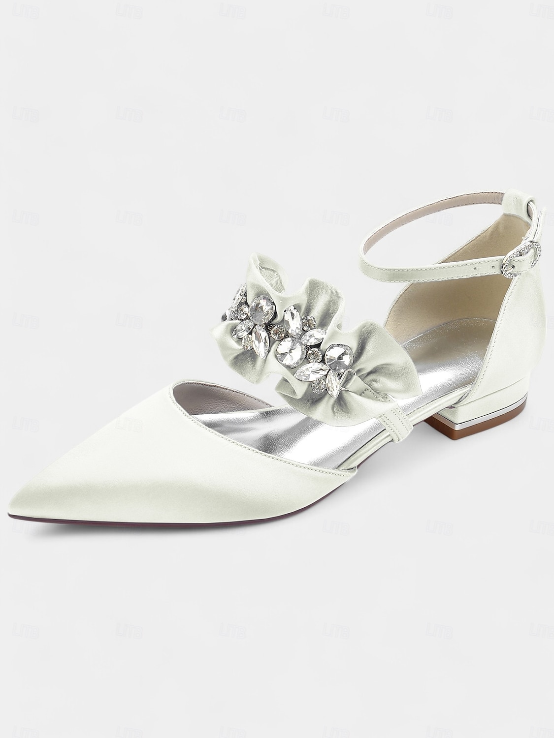 ballerine da donna in raso nero con punta affilata e decorazioni floreali in strass – scarpe eleganti per matrimoni ed eventi formali del 2025 a $64.99 –P16