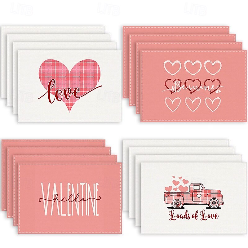 Valentine's Day Placemats Set of 4 Romantic and Decorative Table Mats Featuring Heart or Rose Patterns Durable and Heat-Resistant Perfect for Adding a Touch of Love to Your Dining Table Decor 2025 - $14.49 –P2
