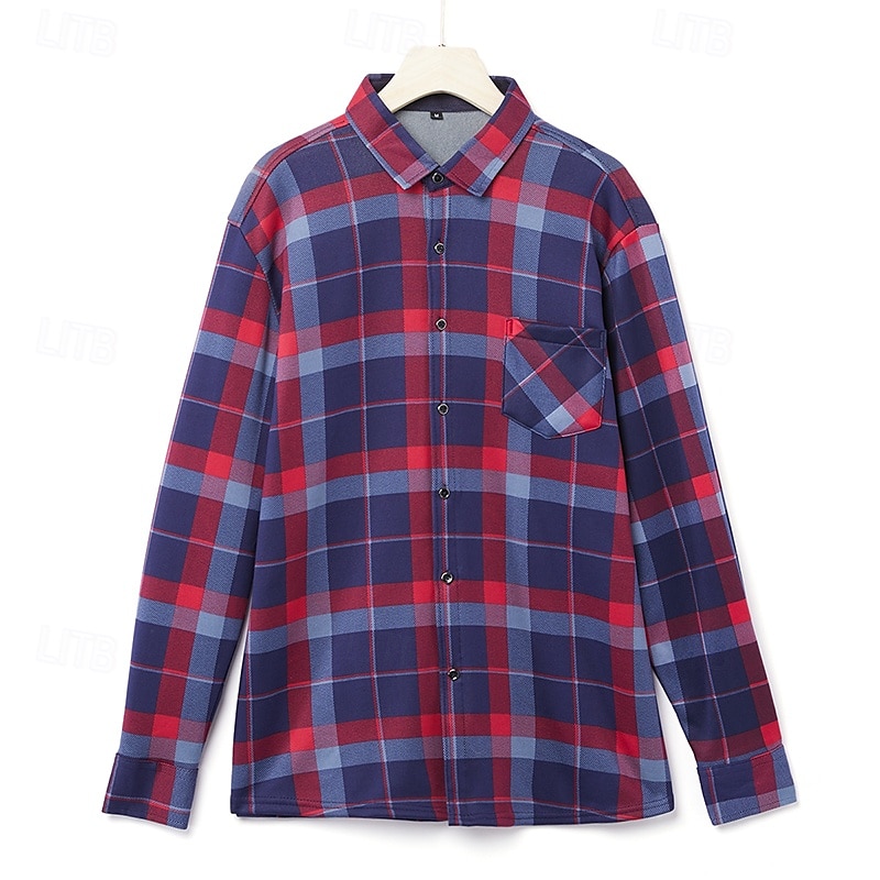Herren Oberhemd Kariertes Hemd trachtenhemd Kragenhemd Fleece-Shirt Knopfhemd Overshirt Plaid / Karomuster Hochzeit Party A B C D Langarm Quadratischer Ausschnitt Winter Bekleidung Warm 2025 - $13.99 –P1