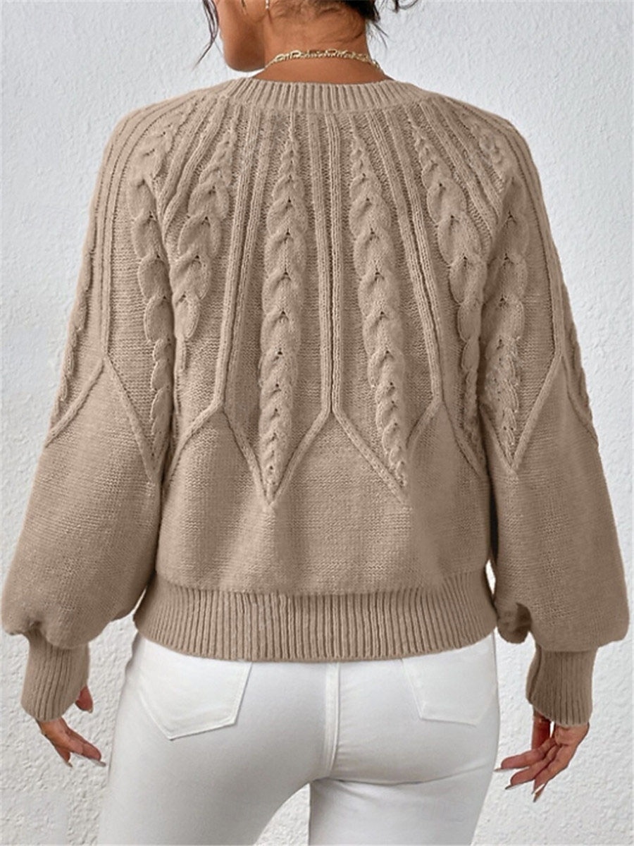 Per donna Felpa Informale Morbido Colore puro Cavi Girocollo Lavorato a maglia Manica lunga Top regolari Maglia Esterno Giornaliero Fine settimana Nero Bianco Autunno Inverno del 2025 a $29.99 –P2