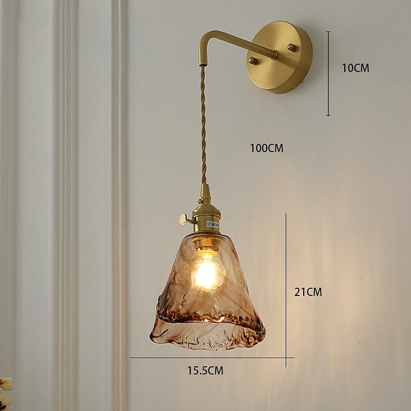 Modern Brass Wall Light Minimalist Sconces with Tea Color Glass Shade Wall Lamps with 90° Up and Down Adjustment 110-240V 2025 - $63.97 –P6
