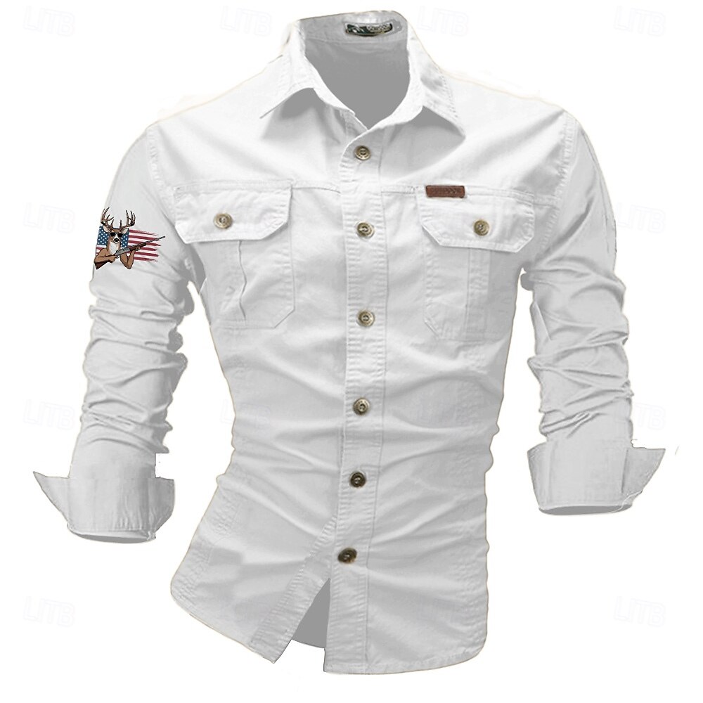 Homme Drapeau Américain Cerf Chemise de travail Chemise Western Chemise Cargo manche longue Western Occasionnel Sport & Loisir Sortir Chasse Hiver Printemps & Automne Col Rabattu Imprimé Noir Blanche de 2026 ? $29.99 –P5