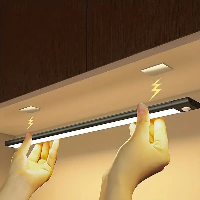 1/2 قطعة مصباح ليلي LED فائق النحافة مزود بمستشعر حركة وإضاءة خزانة ثلاثية الألوان قابلة للتعتيم وشحن USB وإضاءة المطبخ والمنزل 20/30/40/50 سم 2025 - $13.99 –P2