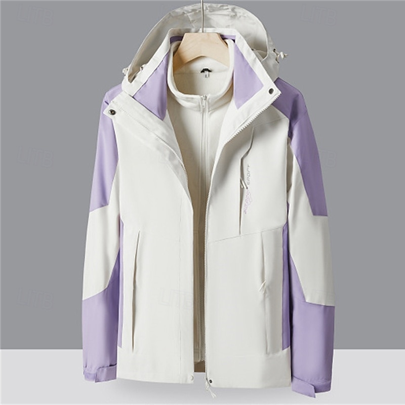 Damen Soft Shell Jacke Wanderjacke Winter Draussen Farbblock warm Fleece-Futter Windundurchlässig Wasserdicht 3-in-1-Jacke Leichte Jacke Windbreaker-Jacke Reisen Hellrosa Weiß Rosa Rot Purpur 2025 - $75.99 –P6