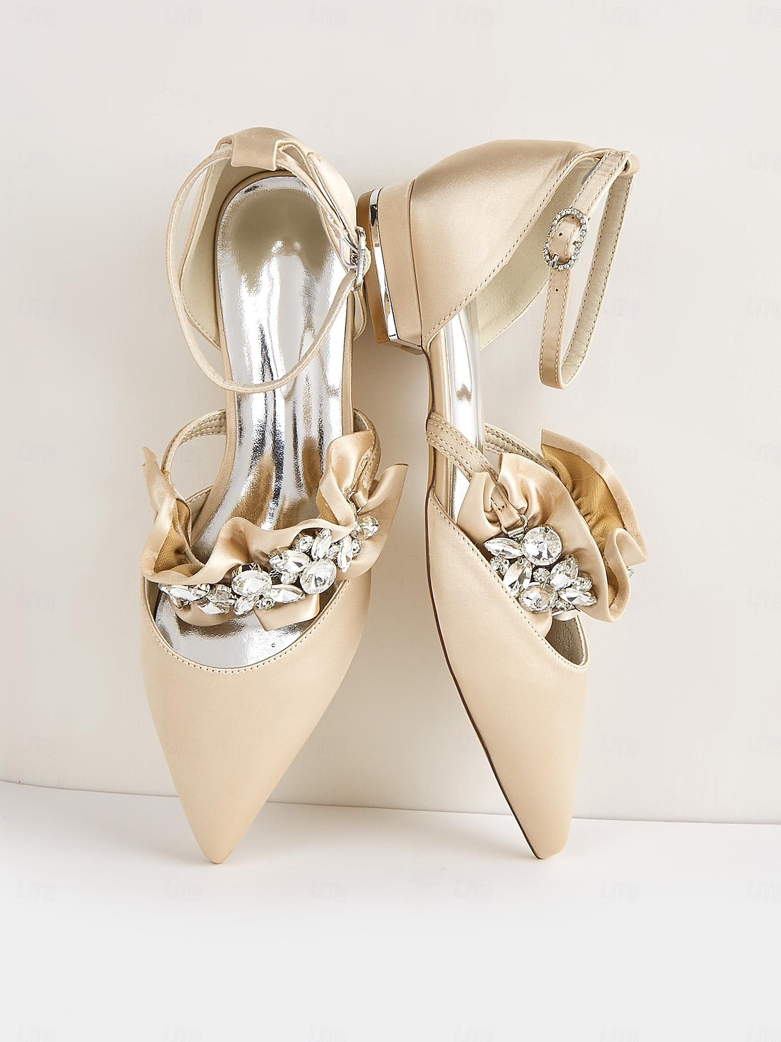 ballerine da donna in raso nero con punta affilata e decorazioni floreali in strass – scarpe eleganti per matrimoni ed eventi formali del 2025 a $64.99 –P6