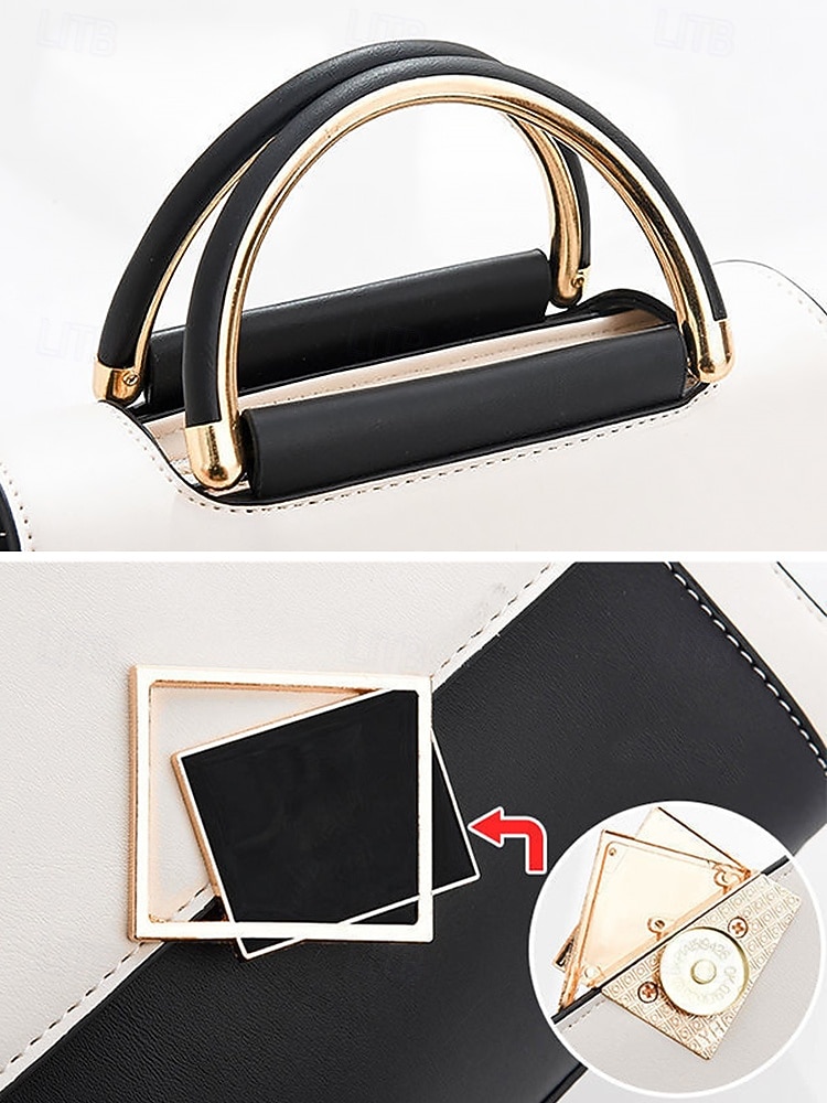 женская двухцветная сумка с золотой ручкой и ремнем через плечо | элегантная и стильная небольшая сумка через плечо для повседневного использования 2025 - $24.99 –P5