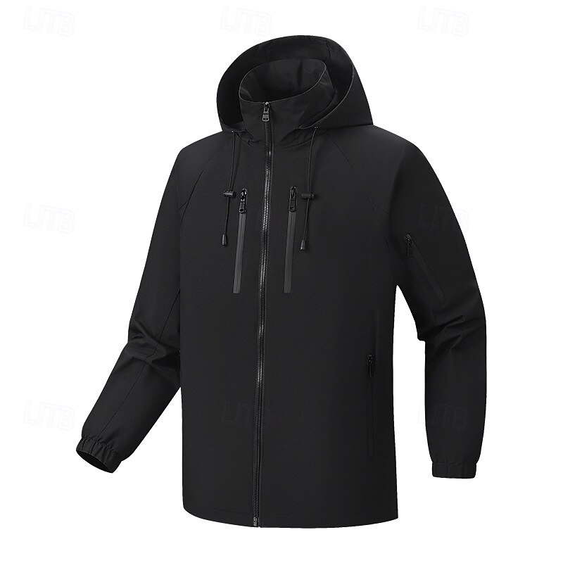 Pánské Outdoorová bunda Kapsa na zip Více kapes Jaro Podzim Zima Pevná barva Sportovní Neutrální Kapuce Černá Bílá Armádní zelená Sytě červená Saka 2025 - $34.99 –P4