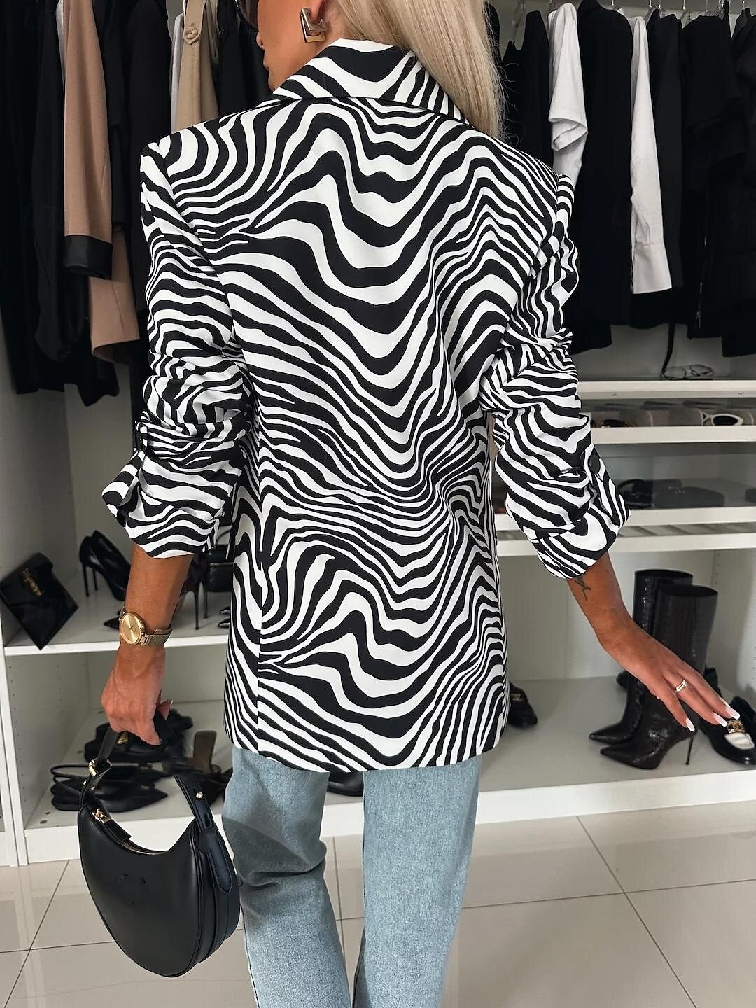 Dámské Blejzr Knoflíky Leopard Pohodlné Módní Běžný Svrchní oděvy Dlouhý rukáv Zima Levhart S 2025 - $45.99 –P4