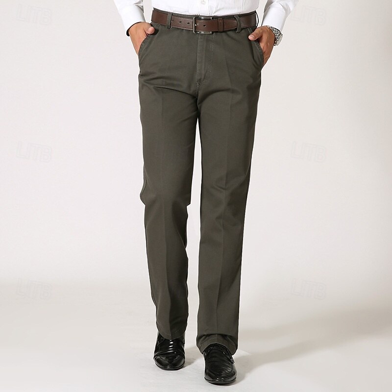 Homens Social Calças chinês Botões Bolsos Tecido Conforto Formal Festa Trabalho Moda Estilo Clássico Preto Marron Micro-Elástica de 2025 por $22.99 –P9
