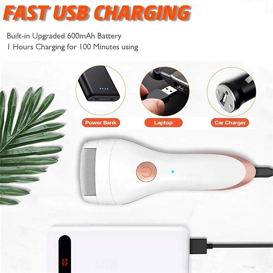Portable Cordless Electric Foot File Hard Skin Callus Remover with 2 Roller And Rechargeable Foot Care Tool for Dry Dead and Cracked Feet 2025 - $21.99 –P6