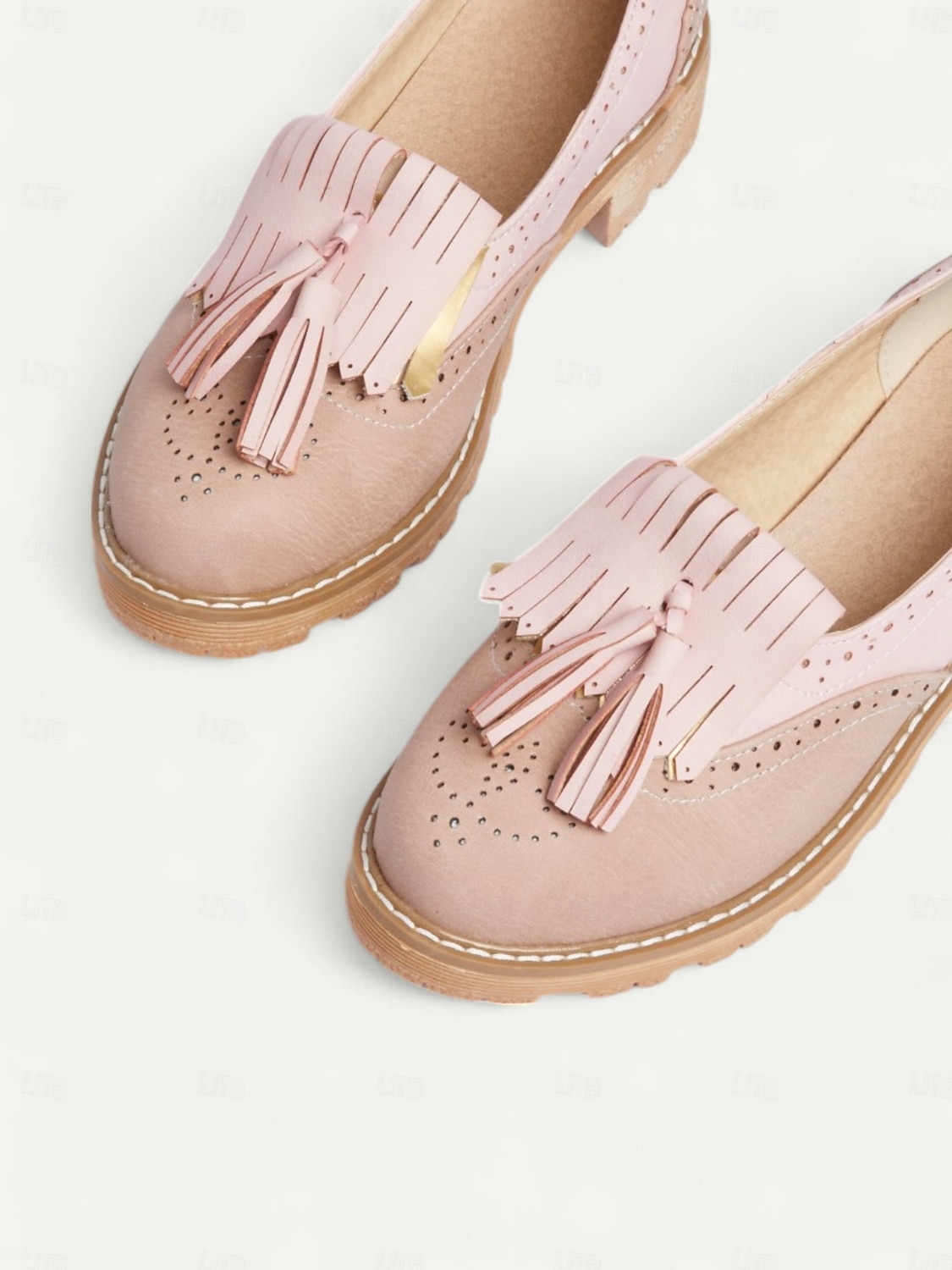 mocassins à pampilles roses pour femmes avec détails brogue et semelle épaisse – chaussures décontractées de style vintage pour un usage quotidien de 2025 ? $42.99 –P3