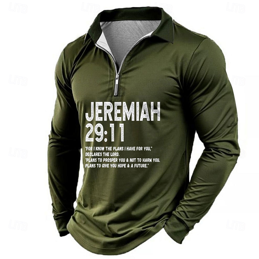 Herren Reißverschluss-Polo Langarm Polo-Shirts Kragen Business-Casual Urlaub Party-Abendmode Alltagskleidung 3D-Druck Frühling Herbst Winter Schwarz Blau Grün 2026 - $25.99 –P5