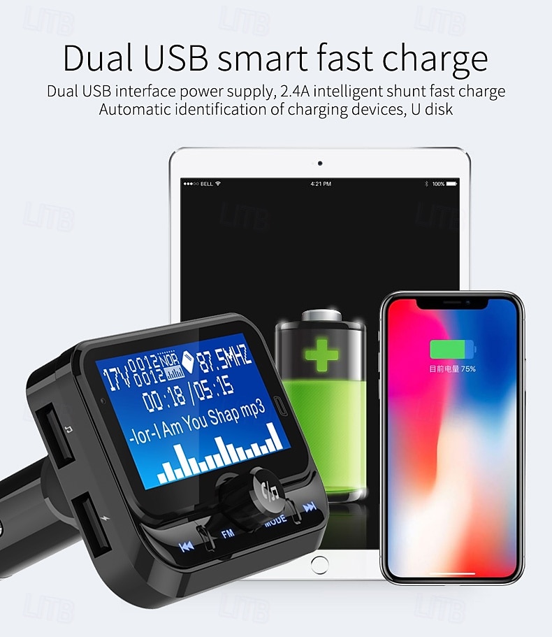 2025年 bc32 車用 FM トランスミッター ブルートゥース MP3 プレーヤー ワイヤレス ハンズフリー 1.8 インチ LCD スクリーン付き 携帯電話充電器用 コレクション – $49.99 –P15
