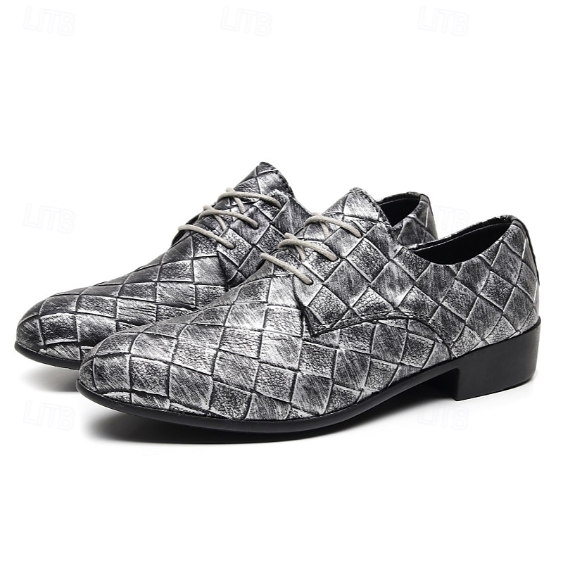 sapatos oxford masculinos de couro sintético com padrão trançado e design de cadarço - calçados formais elegantes para negócios, casamentos e eventos especiais de 2025 por $46.99 –P4
