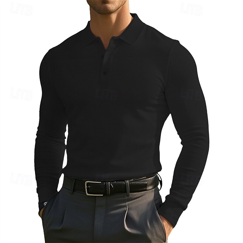 Men's Corduroy Shirt Golf Shirt Work Casual Lapel Long Sleeve Basic Modern Solid Color Buttons Spring &  Fall Regular Fit Wine Black White Yellow Sky Blue Light Grey Corduroy Shirt 2025 - $18.99 –P12