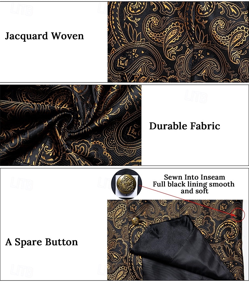 Retro / vintage Urlați 20 de ani Anii 1920 Ținute Vestă Set accesorii Domn Gangsteri Imprimeu Paisley Jacquard Bărbați Costum de carnaval 7 PCS Crăciun Halloween Carnaval Mascaradă Petrecere cu 2025 - $40.99 –P5