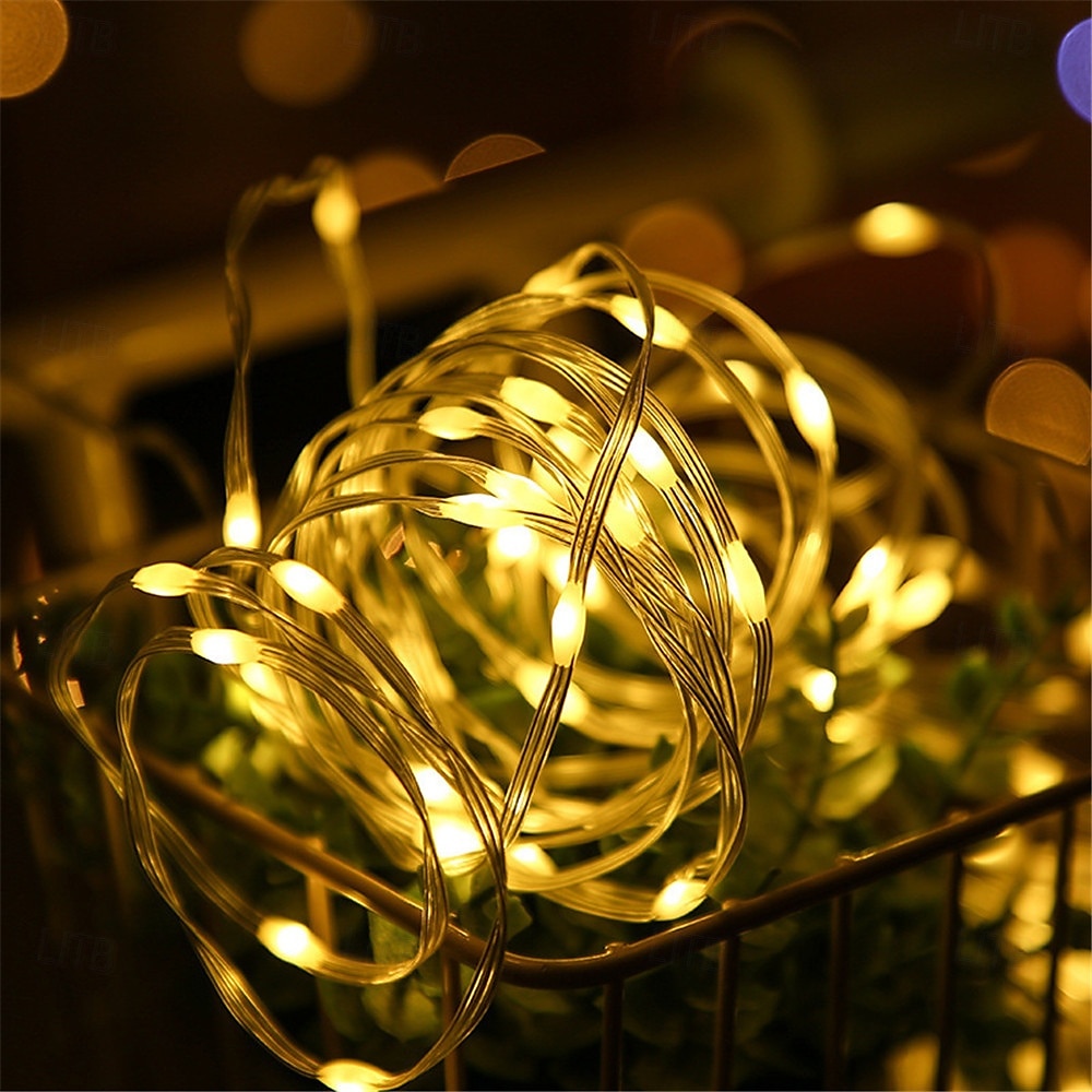 سلسلة أضواء LED جلدية بطول 5 متر/10 متر، أضواء ديكور شجرة عيد الميلاد لعيد الميلاد المجيد ورأس السنة الجديدة واحتفالات عيد الميلاد (قطعة واحدة/قطعتان) 2025 - $12.99 –P2