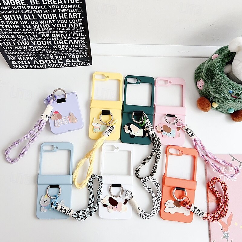 Phone Case For Z Flip 7 Z Flip 6 Z Flip 5 Z Flip 4 Z Flip 3 Back Cover with Wrist Strap Shockproof Retro TPU Silicone 2025 - $19.99 –P1