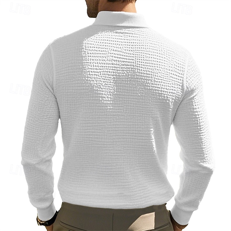 Men's Corduroy Shirt Golf Shirt Work Casual Lapel Long Sleeve Basic Modern Solid Color Buttons Spring &  Fall Regular Fit Wine Black White Yellow Sky Blue Light Grey Corduroy Shirt 2025 - $18.99 –P9