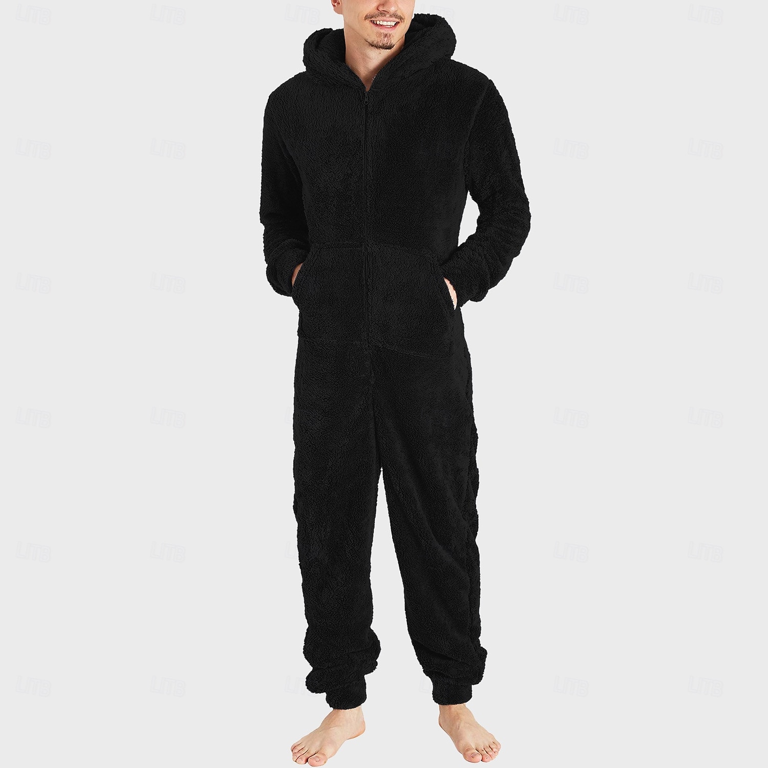 Herren Bodys Schlafanzüge Schlafanzug Set 1 PC Einfarbig Modisch Stilvoll Klassisch Heim Täglich Bett Polyester Komfort Weich Geschenk Kapuzenpullover Langarm Hoodie Sweatshirt Kapuze Jumpsuit Tasche 2025 - $33.99 –P3